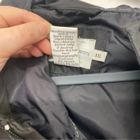 VINTAGE Calvin Klein Windbreaker Jacket Coat Pullover black XXL Hooded Pockets - Picture 5 of 7